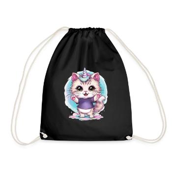 Une jolie licorne kawaii aime le thé vert - Sac de sport léger - noir - Devant