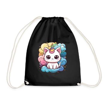 Chat licorne kawaii - Sac de sport léger - noir - Devant