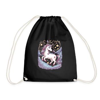 Licorne magique et imaginative avec des étoiles - Sac de sport léger - noir - Devant