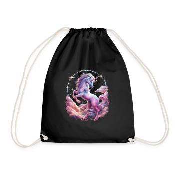 Licorne magique et imaginative avec des étoiles - Sac de sport léger - noir - Devant