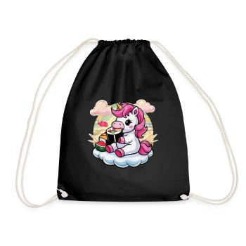 La licorne kawaii adore les sushis - Sac de sport léger - noir - Devant