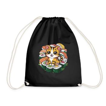 Mignon chat kawaii aime les sushis - Sac de sport léger - noir - Devant