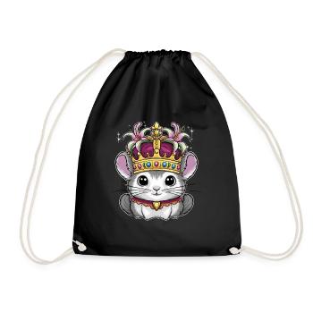 Königlicher Kawaii Chinchila mit Krone und Lillien - Turnbeutel - Schwarz - Vorne