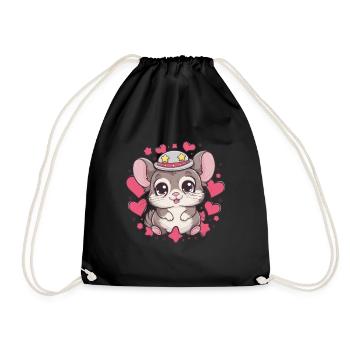 Chinchila kawaii avec cœurs et étoiles - Sac de sport léger - noir - Devant