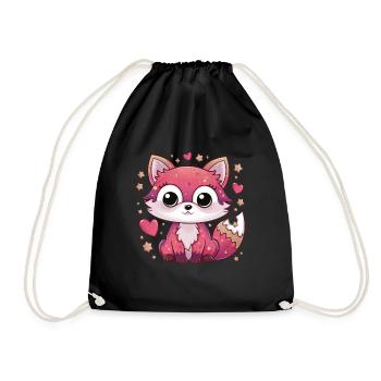 Kawaii Fuchs mit herzen und Sternen - Turnbeutel - Schwarz - Vorne