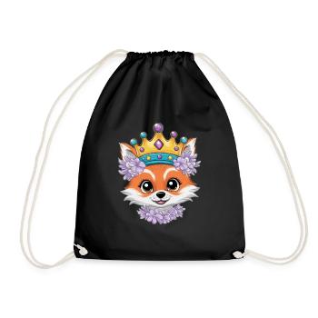Kawaii Fuchs mit farbenfrohen Blumen - Turnbeutel - Schwarz - Vorne
