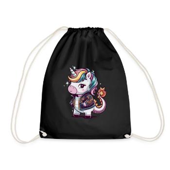 Licorne Kawaii avec tenue de dragon - Sac de sport léger - noir - Devant