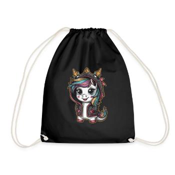 Licorne Kawaii avec tenue de dragon - Sac de sport léger - noir - Devant