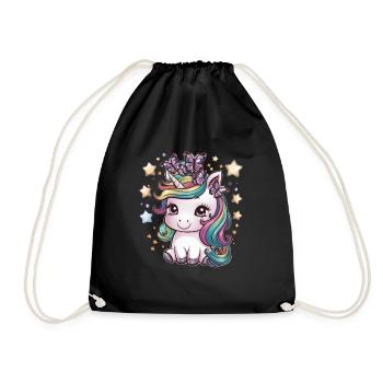 Licorne Kawaii avec des papillons - Sac de sport léger - noir - Devant
