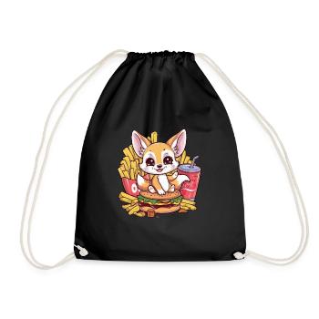 Fennec Renard du désert avec restauration rapide - Sac de sport léger - noir - Devant