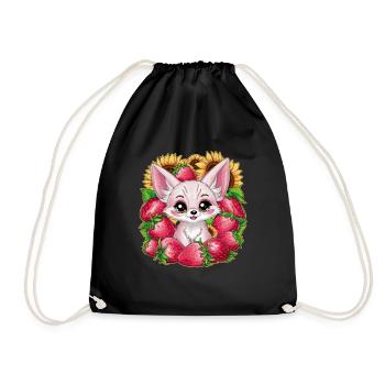 Fennec Desert Fox with Tulips and Lemons - Drawstring Bag - black - Front