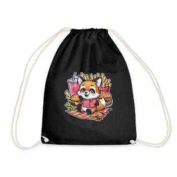 Le renard kawaii adore la restauration rapide - Sac de sport léger - noir - Devant