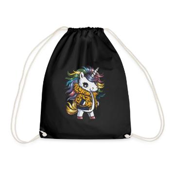 Licorne Kawaii de dessin animé avec tenue de tigre - Sac de sport léger - noir - Devant
