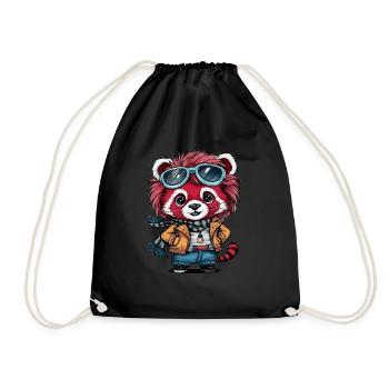 Panda roux dans le style de dessin animé kawaii - Sac de sport léger - noir - Devant