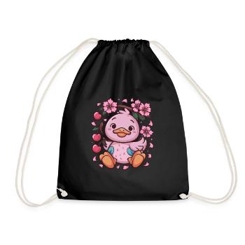 Caneton aux cerises et fleurs de cerisier sakura - Sac de sport léger - noir - Devant