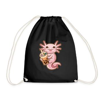 Axolotl kawaii avec bulle japonaise - Sac de sport léger - noir - Devant