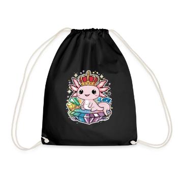 Axolotl Kawaii avec Couronne Royale. - Sac de sport léger - noir - Devant