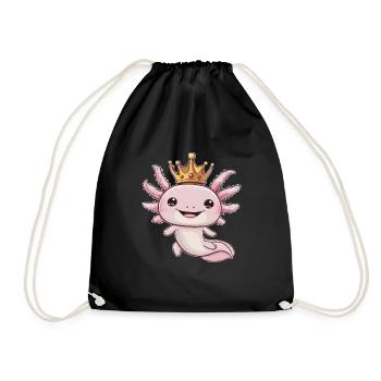 Axolotl Kawaii avec Couronne Royale. - Sac de sport léger - noir - Devant