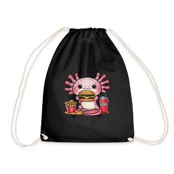 Axolotl Kawaii avec Restauration Rapide - Sac de sport léger - noir - Devant