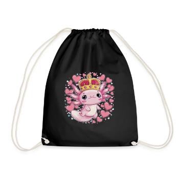 Axolotl Kawaii avec Couronne Royale. - Sac de sport léger - noir - Devant