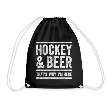Hockey hockey beer funny saying gift - Drawstring Bag - black - Front