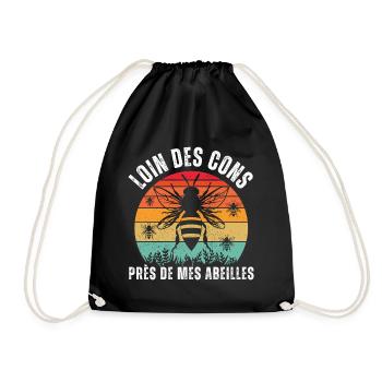 Loin des cons près de mes abeilles apiculteur - Sac de sport léger - noir - Devant
