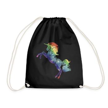 Einhorn Regenbogen - Turnbeutel - Schwarz - Vorne