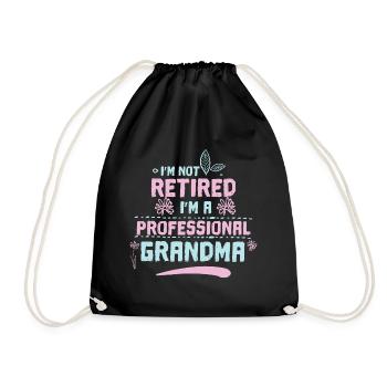 Retired Professional Grandma Retirement Gift - Drawstring Bag - black - Front