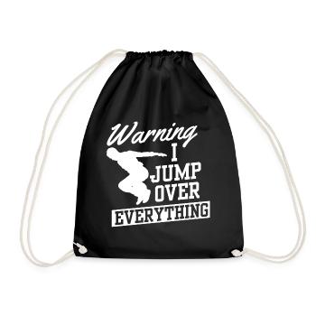 Warnung Ich springe über alles Parkour Runner Geschenk - Turnbeutel - Schwarz - Vorne