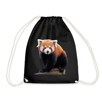 Sweet little red panda and cute cat bear - Drawstring Bag - black - Front