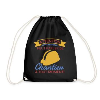 Maçon Cadeau peut parler de chantier à tout moment - Sac de sport léger - noir - Devant
