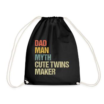 Vintage Dad The Man Myth Twin Maker Funny - Drawstring Bag - black - Front