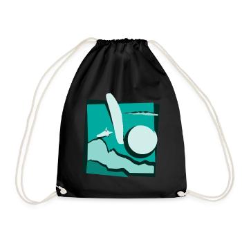 Parapente papier découpé parapente turquoise - Sac de sport léger - noir - Devant