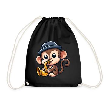 Chimpanzé au saxophone - Sac de sport léger - noir - Devant