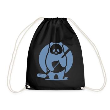 Panda Eishockey Spieler Silhouette - Turnbeutel - Schwarz - Vorne