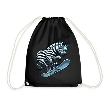 Zebra Snowboard Snowboarder Snowboard Mignon Bande Dessinée - Sac de sport léger - noir - Devant
