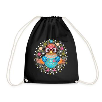 Juggling Owl - Drawstring Bag - black - Front