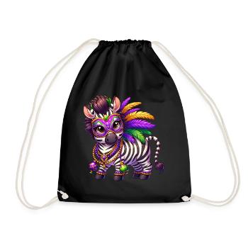 Mardi Gras Zebra Comic Cute - Drawstring Bag - black - Front