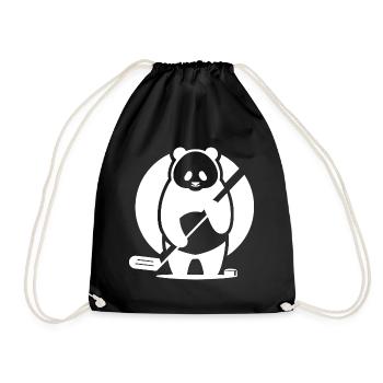 Panda Eishockey Spieler Silhouette - Turnbeutel - Schwarz - Vorne