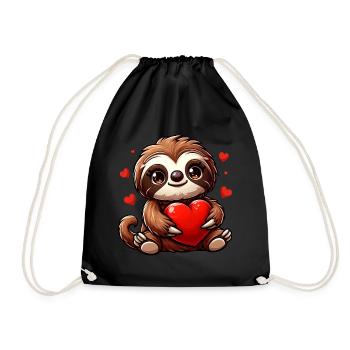 Sloth Love - Perfect for Valentine's Day and - Drawstring Bag - black - Front