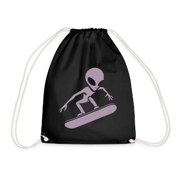 Design minimaliste : Alien snowboarder - Sac de sport léger - noir - Devant