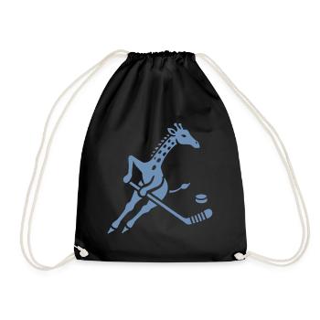Giraffe Eishockeyspieler Silhouette Minimalistisch - Turnbeutel - Schwarz - Vorne