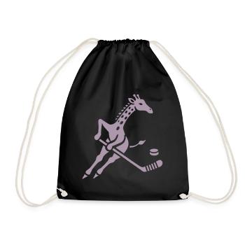 Giraffe Eishockeyspieler Silhouette Minimalistisch - Turnbeutel - Schwarz - Vorne