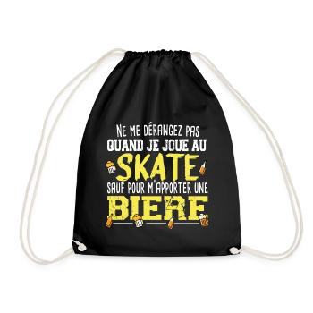 Skate Bière Skateboard Alcool Cadeau Humour Apéro - Sac de sport léger - noir - Devant