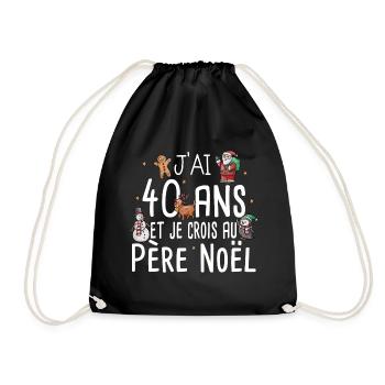 40 Ans Anniversaire Cadeau Père Noël Humour - Sac de sport léger - noir - Devant