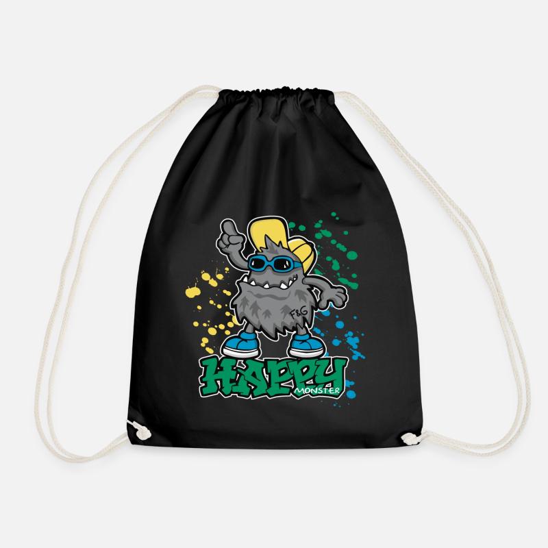 Happy Monster - Turnbeutel - Schwarz