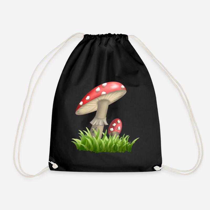 Toadstools - Drawstring Bag - black