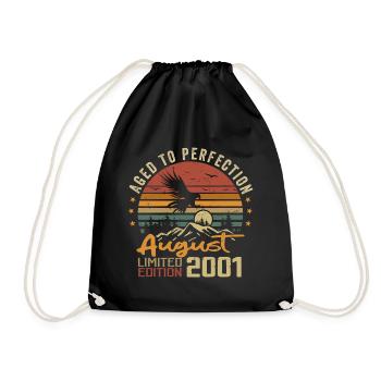 Vintage August 2001 Birthday Gift August 2001 - Drawstring Bag - black - Front