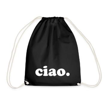 Ciao - Hallo Italienisch - Turnbeutel - Schwarz - Vorne