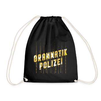 Grammatik-Polizei - Turnbeutel - Schwarz - Vorne